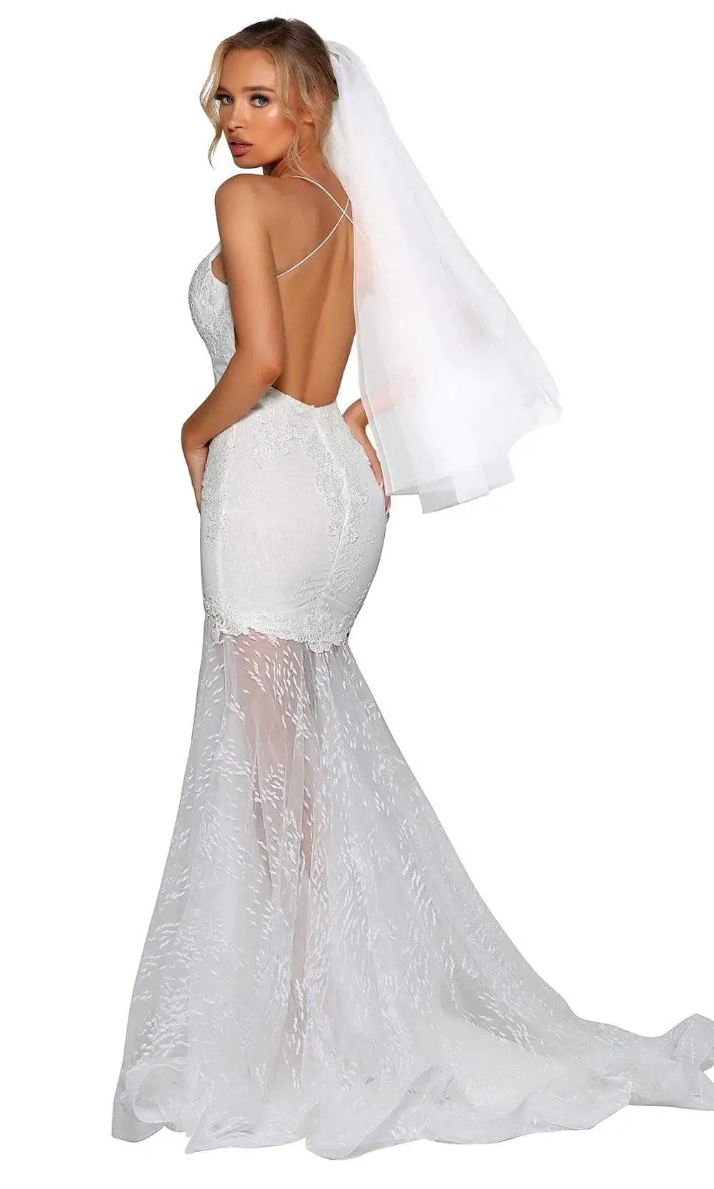 Portia And Scarlett - PSB6801 Scoop Neck Sheer Bridal Dress 2 Portia And Scarlett - PSB6801 Scoop Neck Sheer Bridal Dress - Image 2