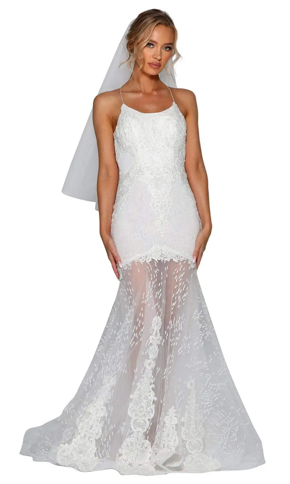 Portia And Scarlett - PSB6801 Scoop Neck Sheer Bridal Dress 3 Portia And Scarlett - PSB6801 Scoop Neck Sheer Bridal Dress - Image 3