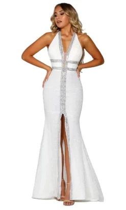 Portia And Scarlett - PSB6804 V Neck Slit Trumpet Dress