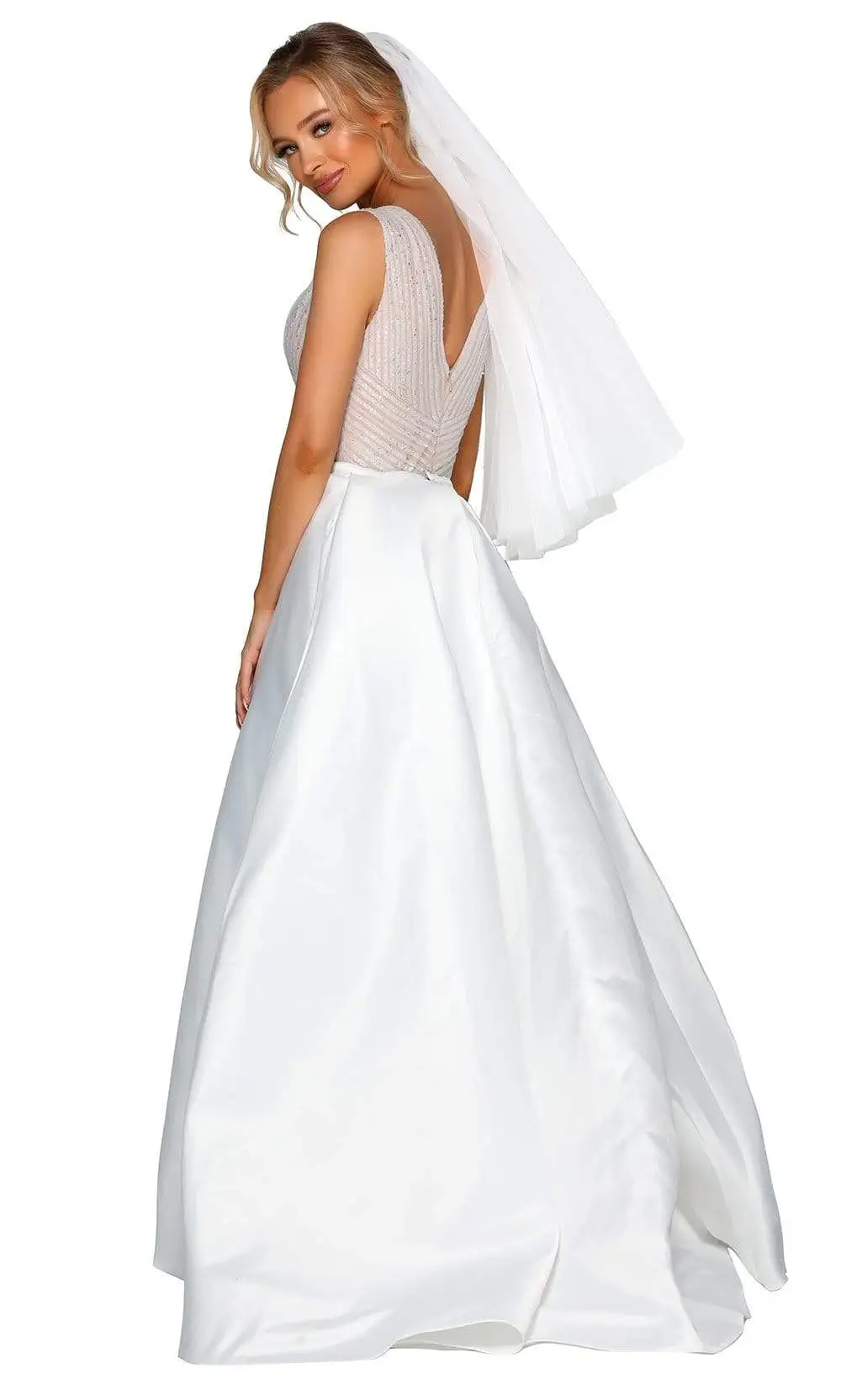 Portia And Scarlett - PSB6808S Low V Neck Glittered Dress 2 Portia And Scarlett - PSB6808S Low V Neck Glittered Dress - Image 2