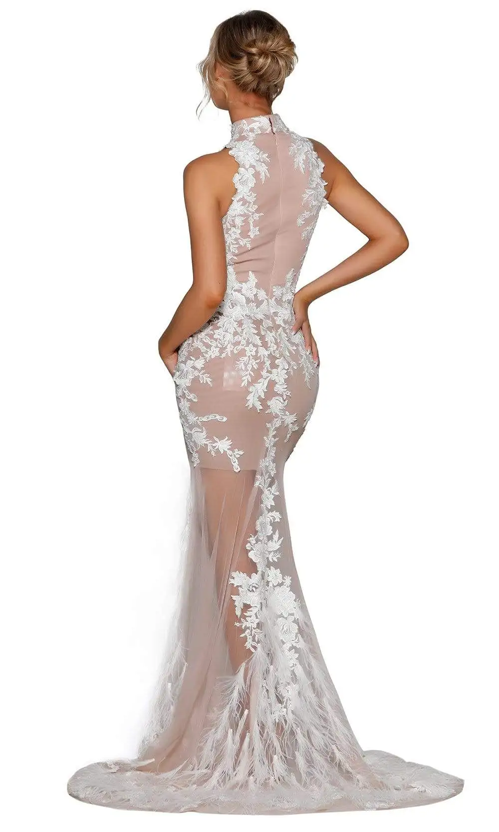 Portia And Scarlett - PSB6812 High Neck Sheer Long Dress 2 Portia And Scarlett - PSB6812 High Neck Sheer Long Dress - Image 2