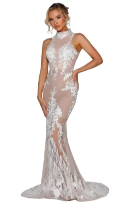 Portia And Scarlett - PSB6812 High Neck Sheer Long Dress 5 Portia And Scarlett - PSB6812 High Neck Sheer Long Dress -Hot Sale WEDDING Store portia and scarlett psb6812 high neck sheer long dress wedding dresses 14626253996115