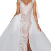 Portia And Scarlett - PSB6817S V Neck Embroidered Dress With Overskirt