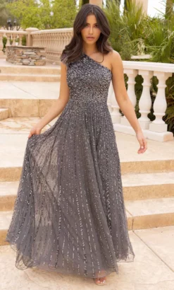 Primavera Couture 12003 - Flowy Sequined One Shoulder Dress -Hot Sale WEDDING Store primavera couture 12003 flowy sequined one shoulder dress prom dresses 31748270948435