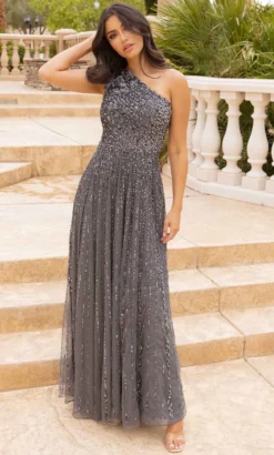 Primavera Couture 12003 - Flowy Sequined One Shoulder Dress -Hot Sale WEDDING Store primavera couture 12003 flowy sequined one shoulder dress prom dresses 31748271013971