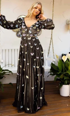 Primavera Couture 12024 - Butterfly Embedded Long Gown 11 Primavera Couture 12024 - Butterfly Embedded Long Gown -Hot Sale WEDDING Store primavera couture 12024 butterfly embedded long gown mother of the bride dresses 31748400250963