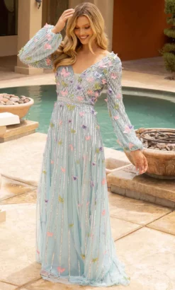 Primavera Couture 12024 - Butterfly Embedded Long Gown 12 Primavera Couture 12024 - Butterfly Embedded Long Gown -Hot Sale WEDDING Store primavera couture 12024 butterfly embedded long gown mother of the bride dresses 4 powder blue 31748400480339