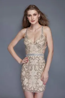 Primavera Couture - 3108 Bedazzled Plunging V-neck Cocktail Dress -Hot Sale WEDDING Store primavera couture 3108 bedazzled plunging v neck cocktail dress special occasion dress 5485737869369