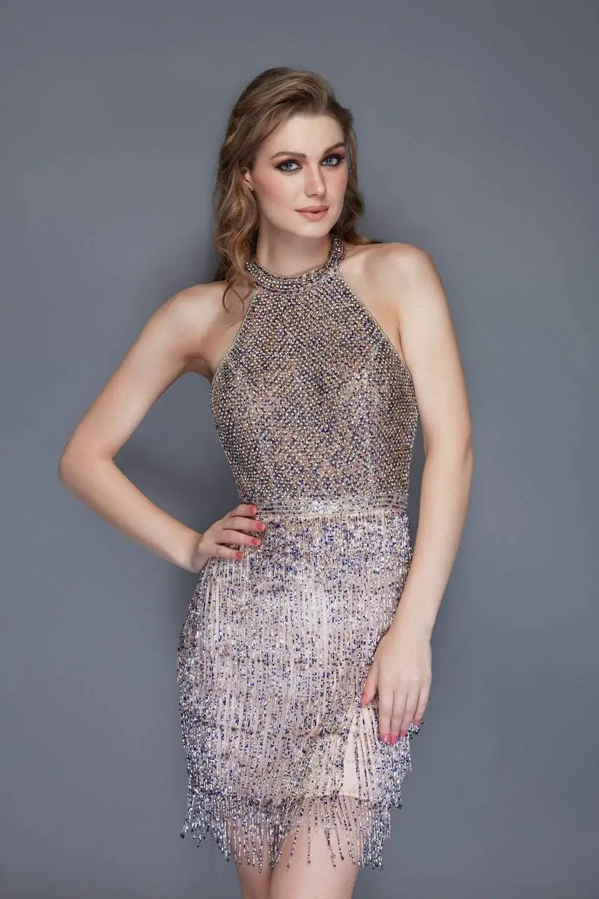 Primavera Couture - 3144 Rhinestone Accented Halter Fitted Dress 6 Primavera Couture - 3144 Rhinestone Accented Halter Fitted Dress - Image 6