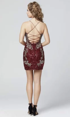 Primavera Couture - 3301 Plunging Lace Up Back Sequined Dress -Hot Sale WEDDING Store primavera couture 3301 plunging lace up back sequined dress special occasion dress 28125296459859