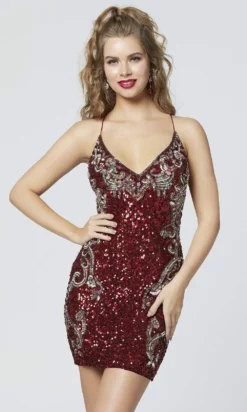 Primavera Couture - 3301 Plunging Lace Up Back Sequined Dress -Hot Sale WEDDING Store primavera couture 3301 plunging lace up back sequined dress special occasion dress 28125301964883