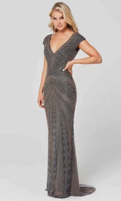 Primavera Couture 3674 - Cap Sleeve Embellished Gown