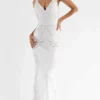 Primavera Couture - 3741 V-Neck Beaded Lace Long Gown