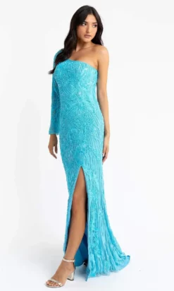 Primavera Couture - 3759 Glamorous Fully Beaded One Shoulder Long Sleeve Evening Gown -Hot Sale WEDDING Store primavera couture 3759 glamorous fully beaded one shoulder long sleeve evening gown special occasion dress 29509995036755