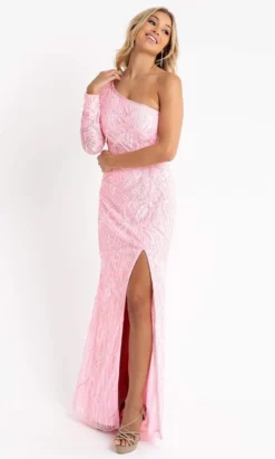 Primavera Couture - 3759 Glamorous Fully Beaded One Shoulder Long Sleeve Evening Gown -Hot Sale WEDDING Store primavera couture 3759 glamorous fully beaded one shoulder long sleeve evening gown special occasion dress 29510056869971