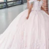 Quinceanera Collection 26051 - Fringe Off Shoulder Glittered Ballgown