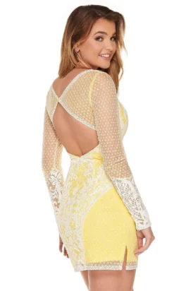 Rachel Allan - 40041 Contrast Lace Long Sleeve Cutout Back Dress -Hot Sale WEDDING Store rachel allan 40041 contrast lace long sleeve cutout back dress homecoming dresses 14557344989267