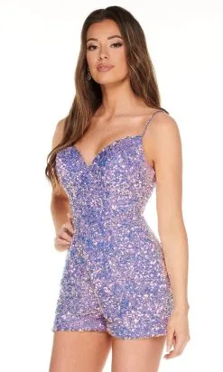 Rachel Allan - 40053 Sequined Strappy Cutout Back Romper With Skirt -Hot Sale WEDDING Store rachel allan 40053 sequined strappy cutout back romper with skirt homecoming dresses 0 lilac iridescent 14557348626515