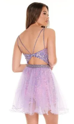 Rachel Allan - 40053 Sequined Strappy Cutout Back Romper With Skirt -Hot Sale WEDDING Store rachel allan 40053 sequined strappy cutout back romper with skirt homecoming dresses 14557348659283