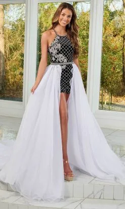 Rachel Allan 50143 - Halter Neck Organza Romper