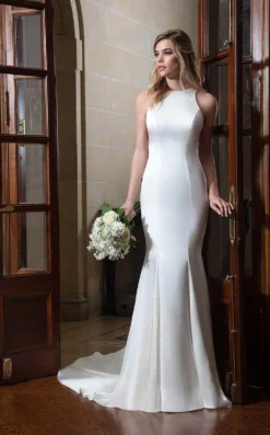 Rachel Allan Bridal - M628 Silk Satin Bateau Mermaid Dress
