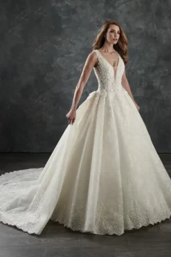 Rachel Allan Bridal - M676 Allover Lace Wedding Gown With Train