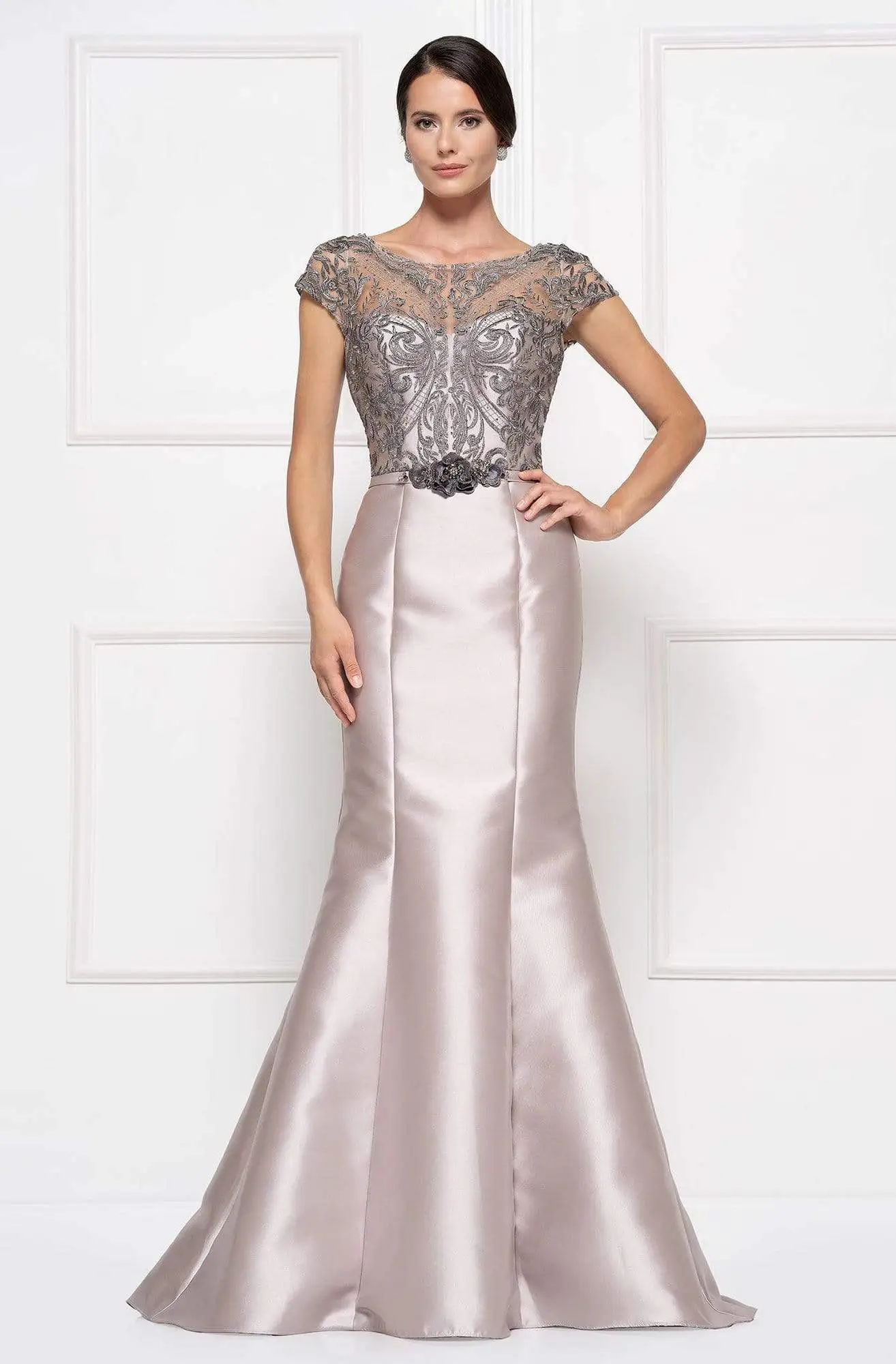 Rina Di Montella - RD2684 Embellished Bateau Mikado Mermaid Dress 3 Rina Di Montella - RD2684 Embellished Bateau Mikado Mermaid Dress - Image 3