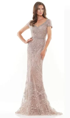 Rina Di Montella - RD2738 V Neck And Back Glittered Column Gown