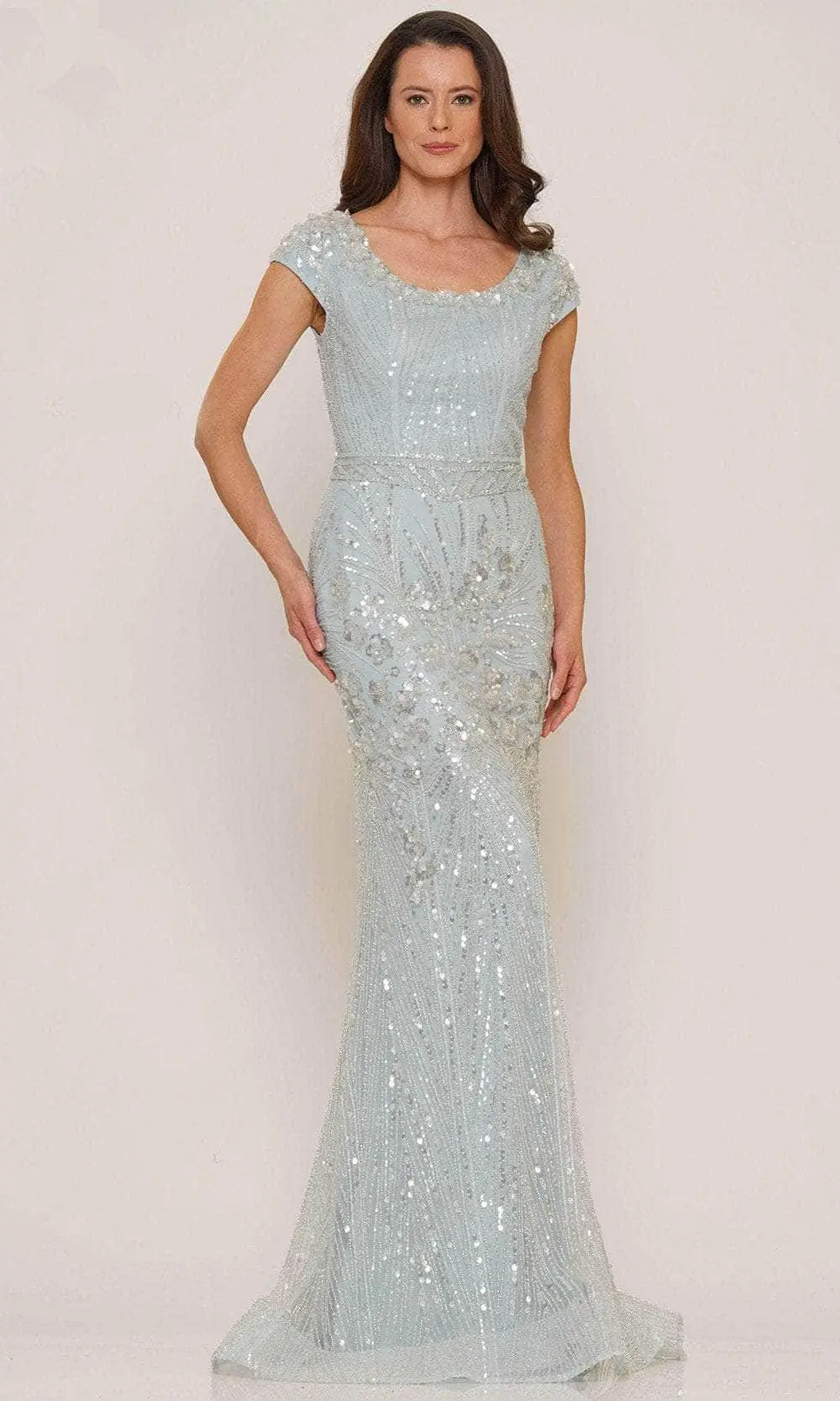 Rina Di Montella RD2753 - Short Sleeve Scoop Neck Long Dress 3 Rina Di Montella RD2753 - Short Sleeve Scoop Neck Long Dress - Image 3