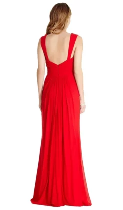 Aspeed Design - Ruched V-neck Evening Fitted Dress -Hot Sale WEDDING Store ruched v neck evening fitted dress bridesmaid dresses xxs red 28903347683411