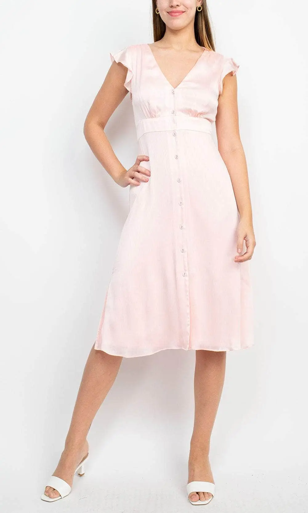 Sage Collective ST01W60 - Ruffled Sleeve V-Neck Formal Dress 1 Sage Collective ST01W60 - Ruffled Sleeve V-Neck Formal Dress