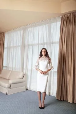 Saiid Kobeisy - Pre-Fall19-24 Bell Sleeve Brocade Sheath Dress -Hot Sale WEDDING Store saiid kobeisy pre fall19 24 bell sleeve brocade sheath dress special occasion dress 10999387062355