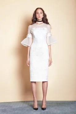 Saiid Kobeisy - Pre-Fall19-24 Bell Sleeve Brocade Sheath Dress