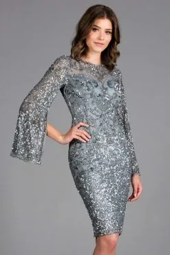 Scala - 48885 Sequined Long Bell Sleeve Fitted Dress 8 Scala - 48885 Sequined Long Bell Sleeve Fitted Dress -Hot Sale WEDDING Store scala 48885 sequined long bell sleeve fitted dress special occasion dress 0 grey 5783701323833
