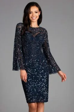 Scala - 48885 Sequined Long Bell Sleeve Fitted Dress 11 Scala - 48885 Sequined Long Bell Sleeve Fitted Dress -Hot Sale WEDDING Store scala 48885 sequined long bell sleeve fitted dress special occasion dress 0 navy 5783701389369