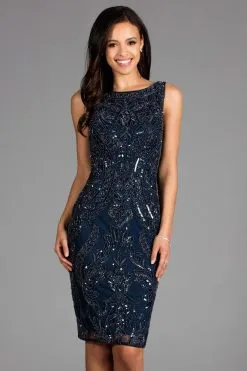 Scala - 48887 Sequined Bateau Neck Fitted Dress -Hot Sale WEDDING Store scala 48887 sequined bateau neck fitted dress special occasion dress 0 midnight 5784294817849