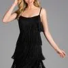 Scala - 48914 Beaded Fringe Scoop Sheath Dress