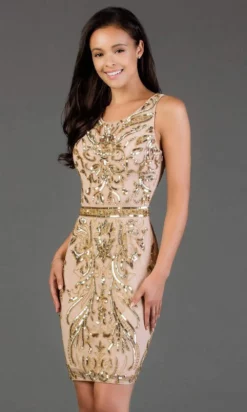 SCALA - 60038 Strappy Sequined Fitted Cocktail Dress -Hot Sale WEDDING Store scala 60038 strappy sequined fitted cocktail dress special occasion dress 00 mink gold 28669946036307