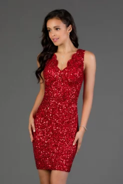 SCALA - 60040 Sequined Scalloped V-neck Sheath Dress -Hot Sale WEDDING Store scala 60040 sequined scalloped v neck sheath dress cocktail dresses 00 red 11635796246611 scaled