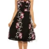 SD Collection - 13640 Illusion Neck Floral Embroidered A-Line Dress