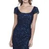 Shail K - 12195 Cap Sleeve Sequined Bodycon Dress