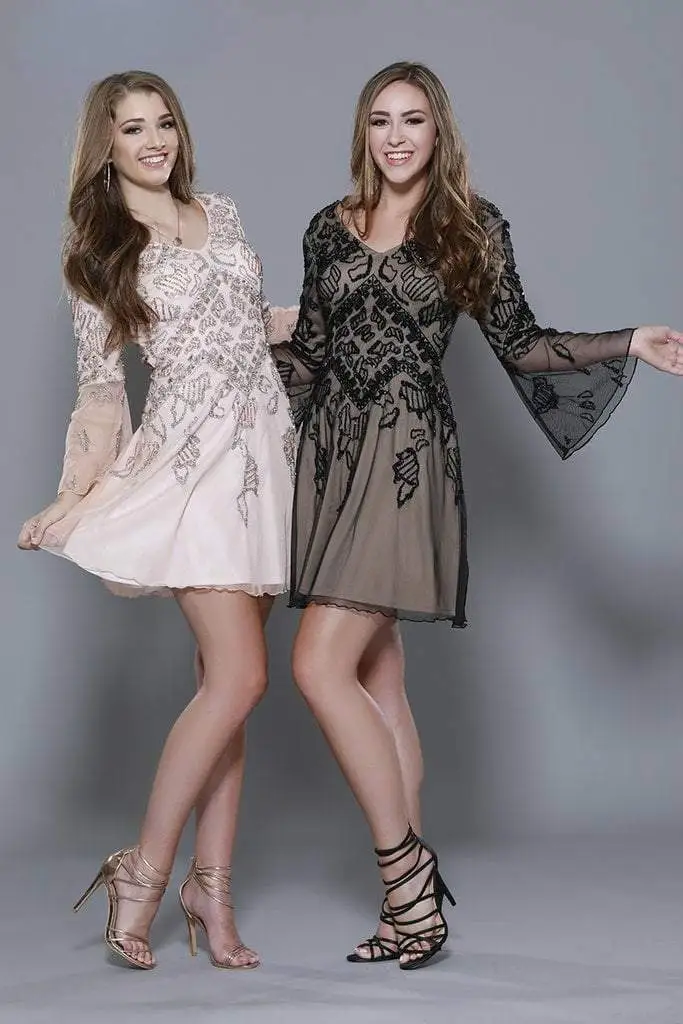 Shail K - 21206 Beaded V Neck Long Sleeves Dress 9 Shail K - 21206 Beaded V Neck Long Sleeves Dress - Image 9