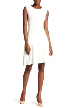 Sharagano - HW4S11GY5 Pleated Jewel A-line Dress