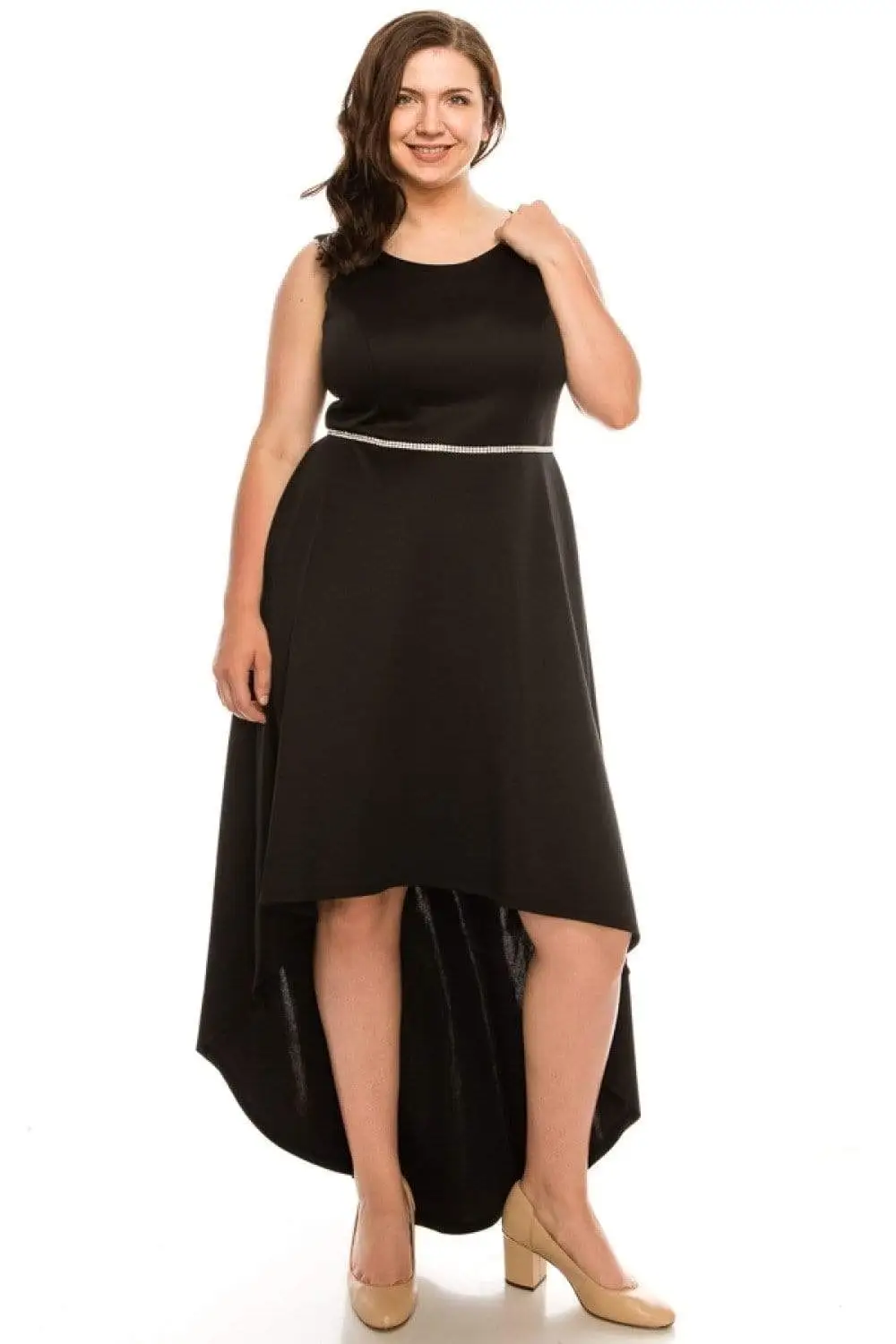 Shelby Nites - N281 Sleeveless Scoop Neck High Low Dress 3 Shelby Nites - N281 Sleeveless Scoop Neck High Low Dress - Image 3