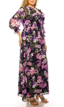 Shelby&Palmer Shelby & Palmer - M567 Ruffled V-Neck A-Line Dress -Hot Sale WEDDING Store shelby palmer m567 ruffled v neck a line dress maxi dresses 28655686320211