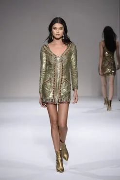 Sherri Hill - 52139 Sequined Long Sleeve Short Fitted Dress