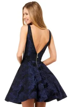 Sherri Hill - 52177 Deep V-neck Short Brocade A-line Dress -Hot Sale WEDDING Store sherri hill 52177 deep v neck short brocade a line dress special occasion dress 11826295734355 scaled