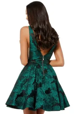 Sherri Hill - 52177 Deep V-neck Short Brocade A-line Dress -Hot Sale WEDDING Store sherri hill 52177 deep v neck short brocade a line dress special occasion dress 11826299076691 scaled