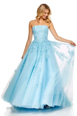 Sherri Hill - 52341 Strapless Floral Appliqued A Line Tulle Dress -Hot Sale WEDDING Store sherri hill 52341 strapless floral appliqued a line tulle dress prom dresses 11936476627027 scaled