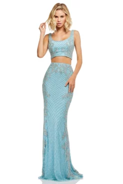 Sherri Hill - 52686 Two Piece Beaded Scoop Neck Fitted Dress